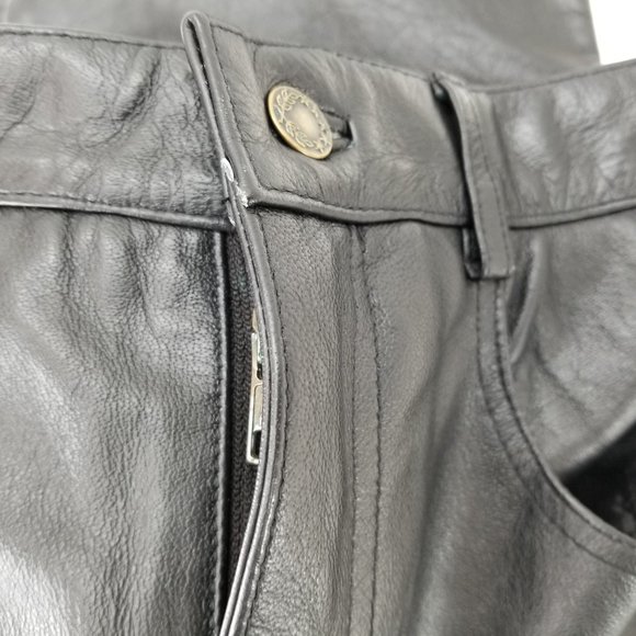 X Element Motorcycle Womans Leather Pants Black  Hight Rise Size 30 x  33 - Picture 8 of 10
